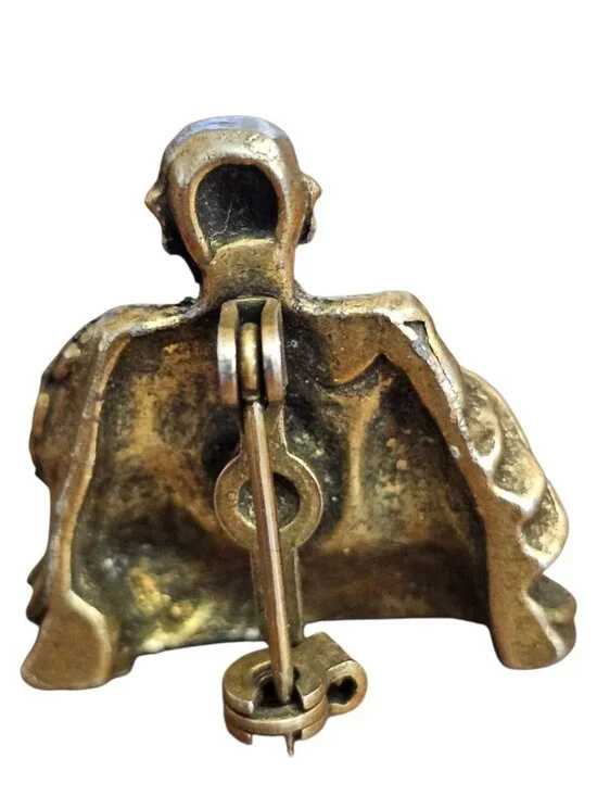 Mini Buddha Brooch Gold Tone Vintage Style Spiritual Pin Small Figurine - Picture 2 of 5